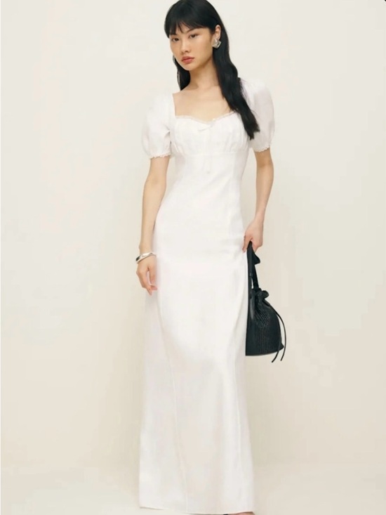 Reformation Dresses & Skirts - White Puff-Sleeve Maxi Dress
